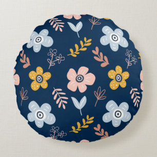 Coussins Ronds Motif floral et feuillu Navy Sprig