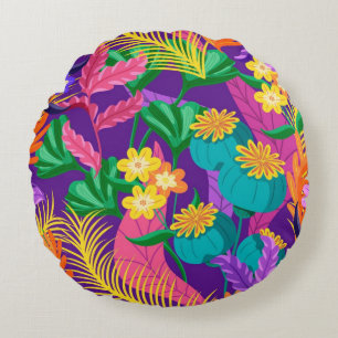 Coussins Ronds Motif floral exotique coloré-23148
