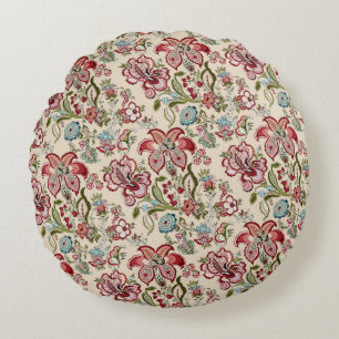 Coussins Ronds Motif Floral Fleurs tendance colorées rose vert