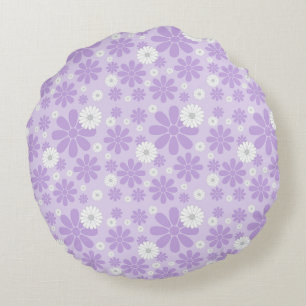 Coussins Ronds Motif Floral Pastel LAVANDE