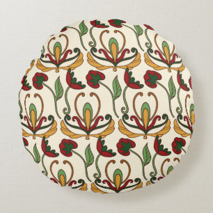 Coussins Ronds Motif floral sans couture avec des fleurs rouges e