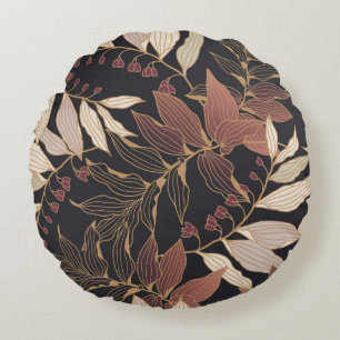 Coussins Ronds Motif Floral sans couture avec feuilles sur le dos