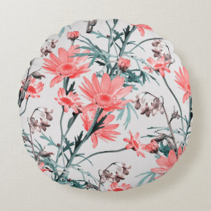 Coussins Ronds Motif floral sans soudure, margarita et hyacinthes