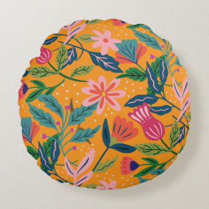 Coussins Ronds Motif floral tropical moderne