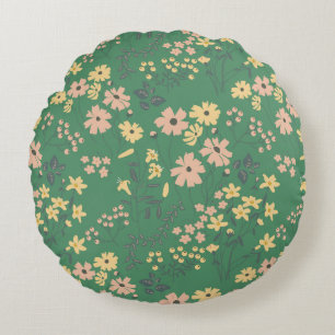 Coussins Ronds Motif floral vert bohème moderne