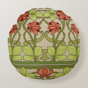 Coussins Ronds Motif floral vert sauge Art nouveau vintage