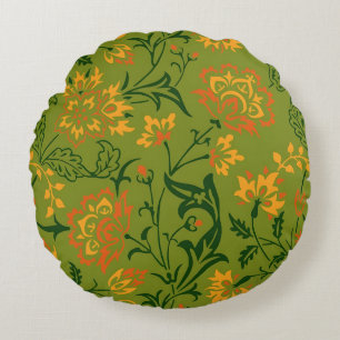Coussins Ronds Motif floral vibrant : fleurs jaunes et oranges
