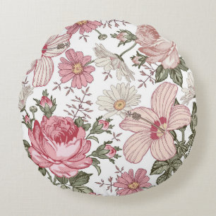 Coussins Ronds Motif floral vintage avec roses