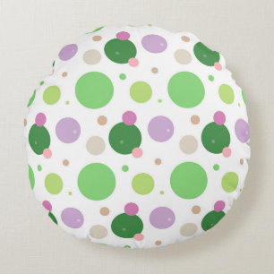 Coussins Ronds Motif frais à pois verts et violets