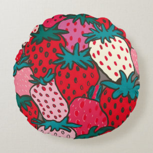 Coussins Ronds Motif Fraise
