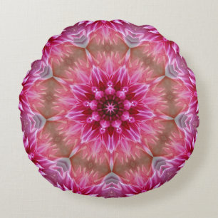 Coussins Ronds Motif géométrique à fleurs rose Mandala-67545