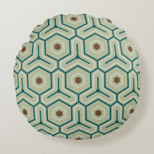 Coussins Ronds Motif géométrique à hexagones entrelacés