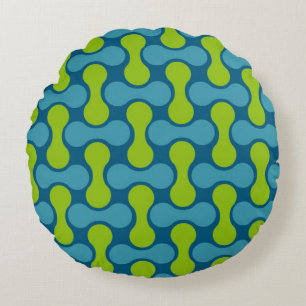 Coussins Ronds Motif géométrique Abstrait rétro en bleu et vert