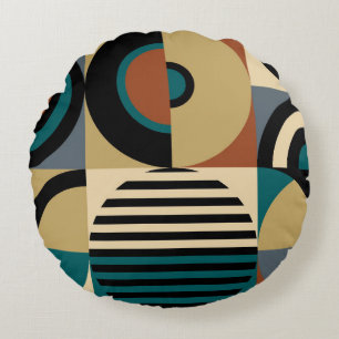 Coussins Ronds motif géométrique Abstrait. Style memphis sans fai