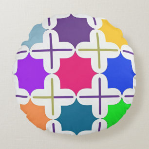 Coussins Ronds Motif géométrique abstrait vif en couleurs vives