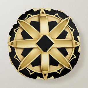 Coussins Ronds Motif Géométrique Art Déco Doré