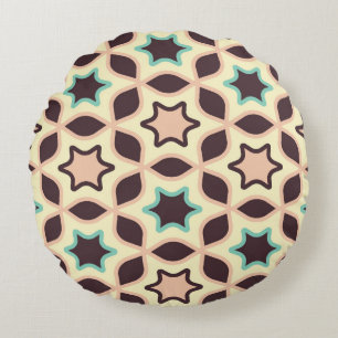 Coussins Ronds Motif géométrique avec des formes d'étoiles en bru
