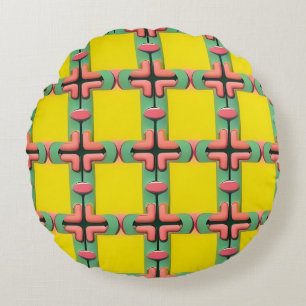 Coussins Ronds Motif géométrique coloré avec un design symétrique