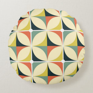 Coussins Ronds Motif géométrique des années 70 rétro.