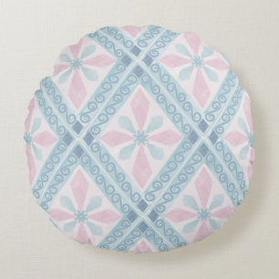 Coussins Ronds Motif Géométrique Diamant Bleu
