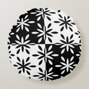 Coussins Ronds Motif géométrique en noir et blanc
