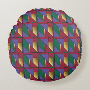 Coussins Ronds Motif géométrique Gold violet vert rouge