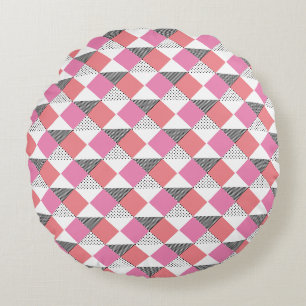 Coussins Ronds motif géométrique moderne rose et noir