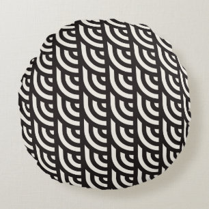 Coussins Ronds Motif géométrique monochrome sans couture. Abstrai