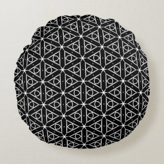 Coussins Ronds Motif géométrique noir blanc et argenté