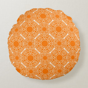 Coussins Ronds motif géométrique orange Abstrait