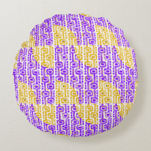 Coussins Ronds Motif géométrique rouge et jaune rétro