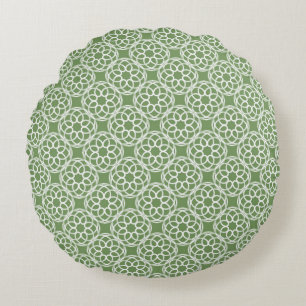 Coussins Ronds Motif géométrique sans couture vert sauge blanc