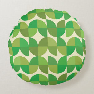 Coussins Ronds Motif géométrique vert moderne du milieu du siècle