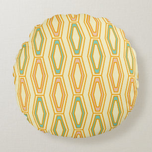 Coussins Ronds Motif géométrique vibrant avec des formes hexagona