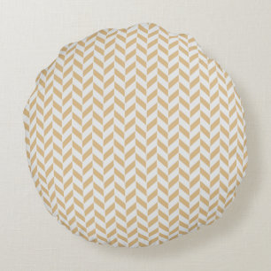 Coussins Ronds Motif géométrique zigzag or blanc neutre chic