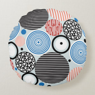 Coussins Ronds motif graphique de cercles multicolores différents