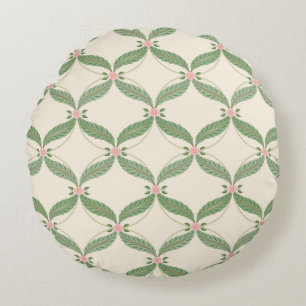 Coussins Ronds Motif Grille Fleurs Feuilles simples