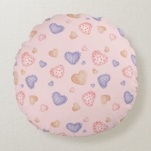 Coussins Ronds Motif illustré de cœurs sucrés