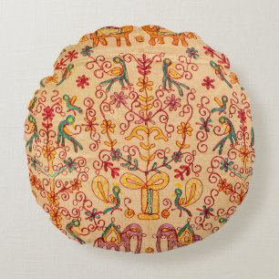 Coussins Ronds Motif indien en tissu, tissu, inde, orné