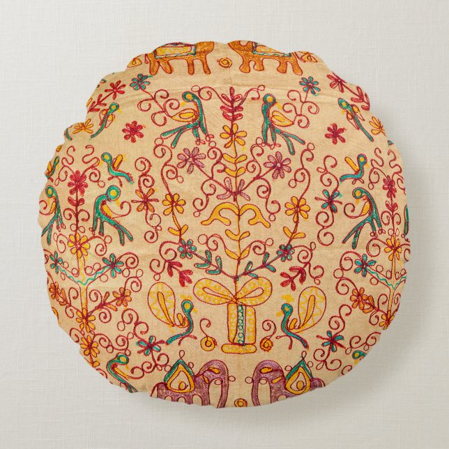 Coussins Ronds Motif indien en tissu, tissu, inde, orné (Devant)