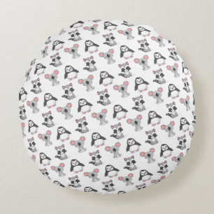 Coussins Ronds Motif joli pingouin et koala