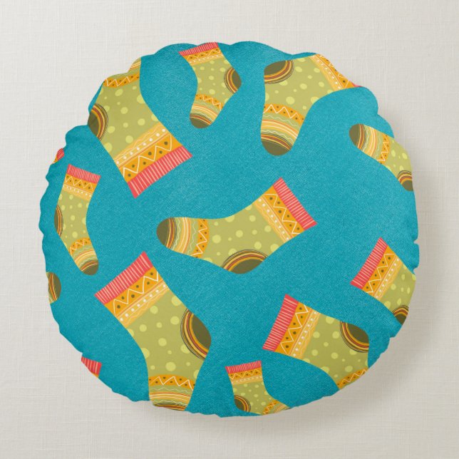 Coussins Ronds Motif linéaire sans couture avec chaussettes. L'il (Devant)