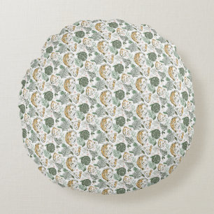 Coussins Ronds Motif Lion de Safari et Feuilles Tropicales