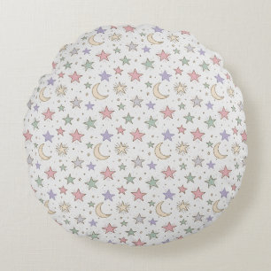 Coussins Ronds Motif Lune Étoile Fantaisiste