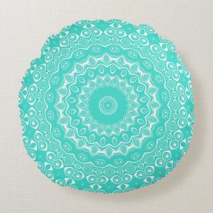 Coussins Ronds Motif Mandala Turquoise