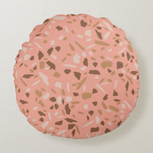 Coussins Ronds Motif marbre terrazzo beige pêche marron