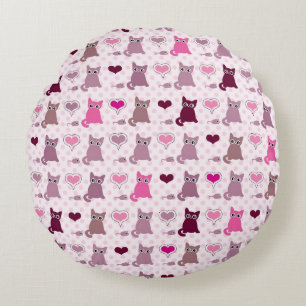 Coussins Ronds Motif mignon de filles de chaton