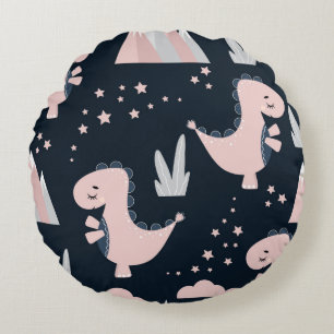 Coussins Ronds Motif mignon et transparent avec dinosaures roses