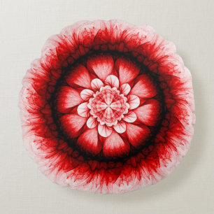 Coussins Ronds Motif moderne à fleurs rouges