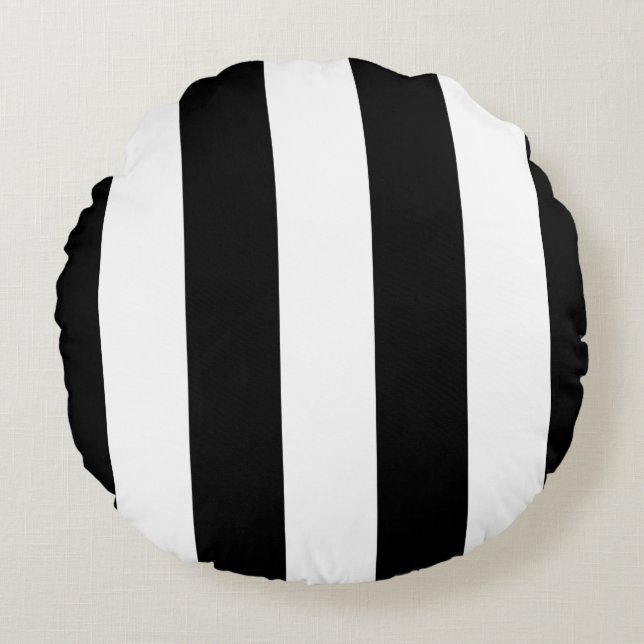 Coussins Ronds Motif moderne Large Gras noir et blanc (Devant)